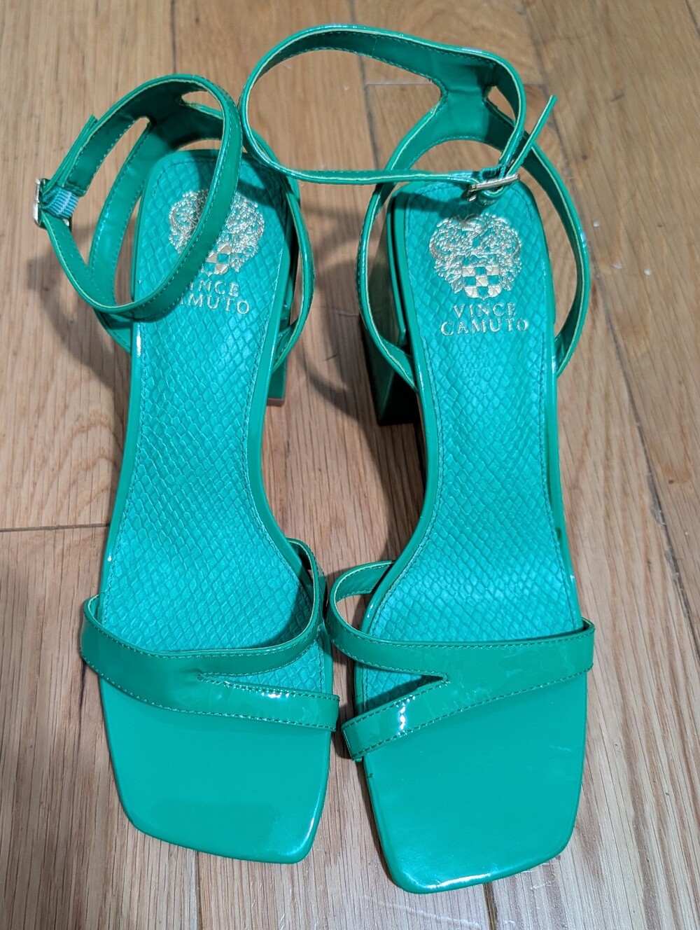 Vince Camuto Jarenn Block Heel Sandals Women's 10 Emerald Green